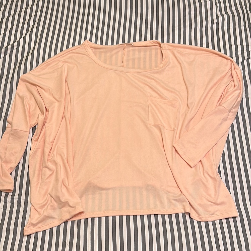 Never worn! ZENANA Dolman sleeve pink top with pocket size 1X.